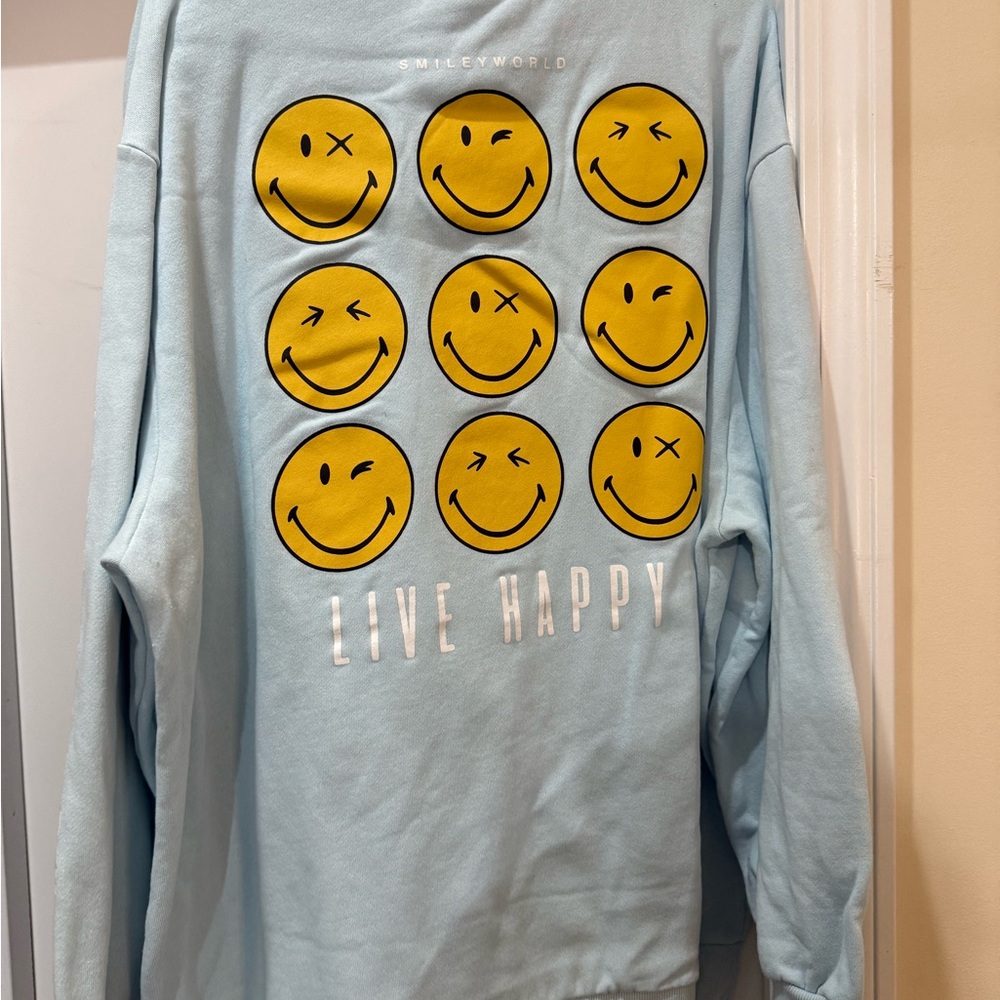 Light Blue Smiley Face Sweatshirt - Picture 2 of 4